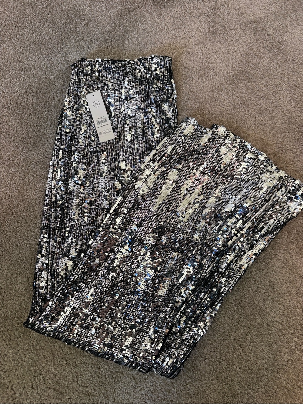 Sequin Pleated Maxi Skirt - Silver Black
